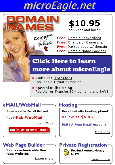 Get Domain names at microEagle.net